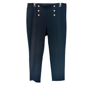 Ann Taylor Black High‎ Waisted Sailor Button Cropped Pants Women's Sz 12P